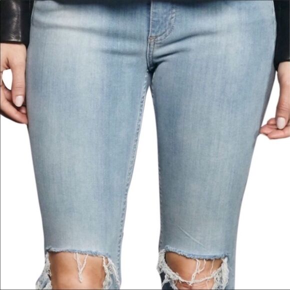 Women's Mid Rise Denim Light Wash Ripped Skinny Jeans French Connection - Picture 4 of 4